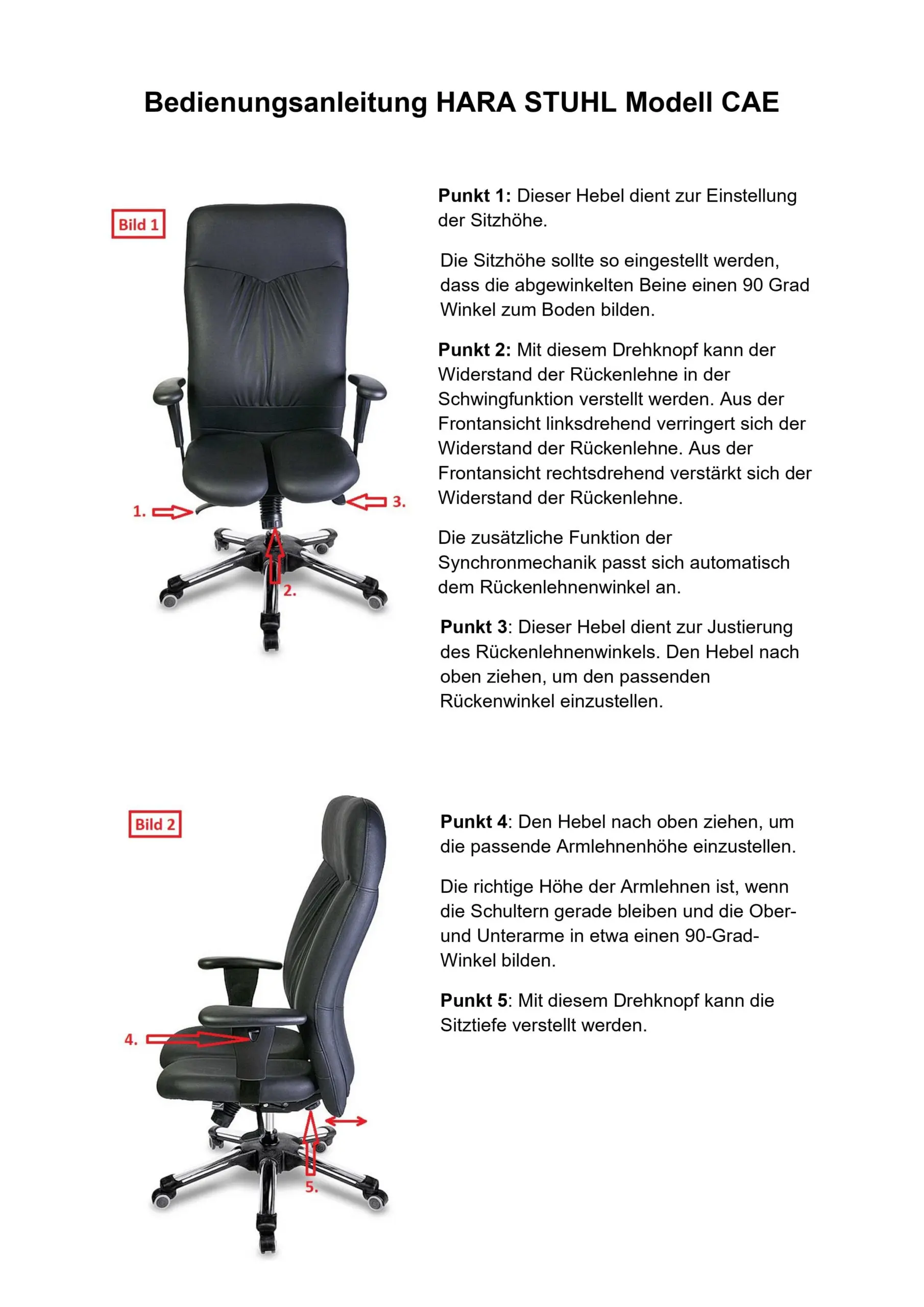 Bedienungsanleitung HARA STUHL Modell CAE