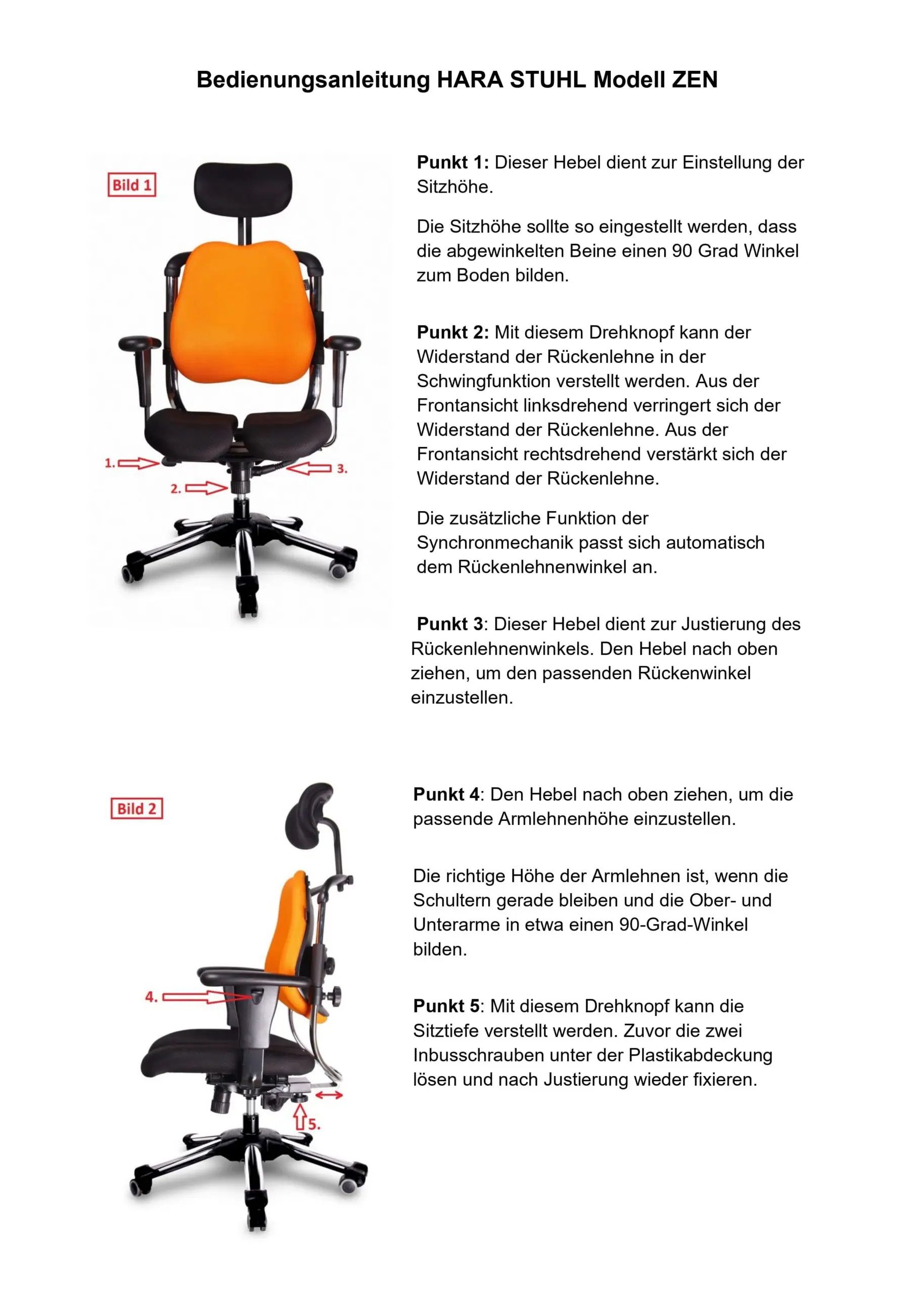 Bedienungsanleitung HARA STUHL Modell ZEN