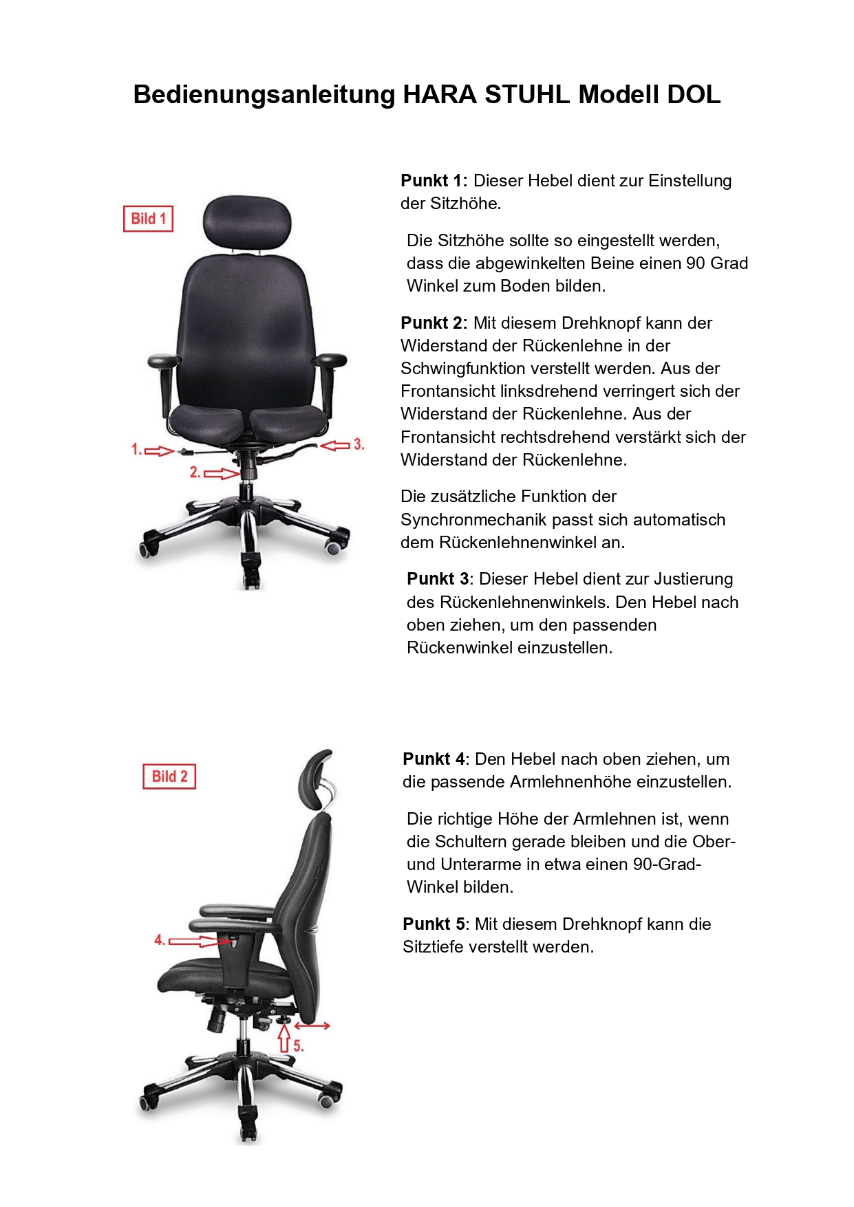 Bedienungsanleitung HARA STUHL Modell DOL